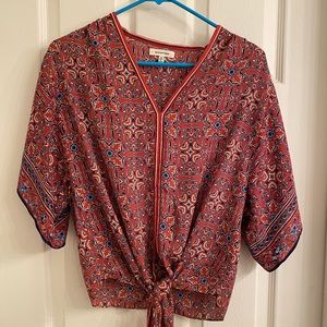 Red Patterned Blouse